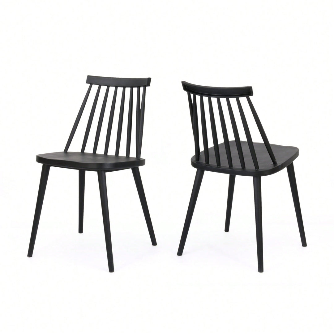 Rustic Black Spindle Back Dining Chairs Set Of 2 For Farmhouse Style Image 1