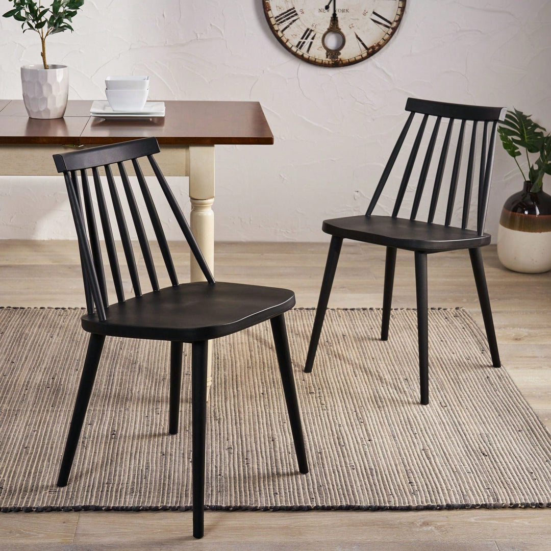 Rustic Black Spindle Back Dining Chairs Set Of 2 For Farmhouse Style Image 3