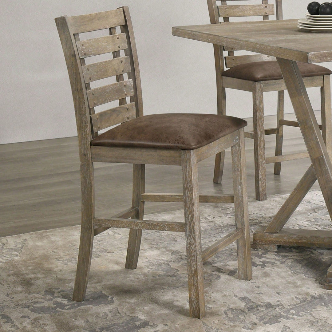 Rustic Farmhouse Dining Counter Chairs (Set Of 2) Image 2