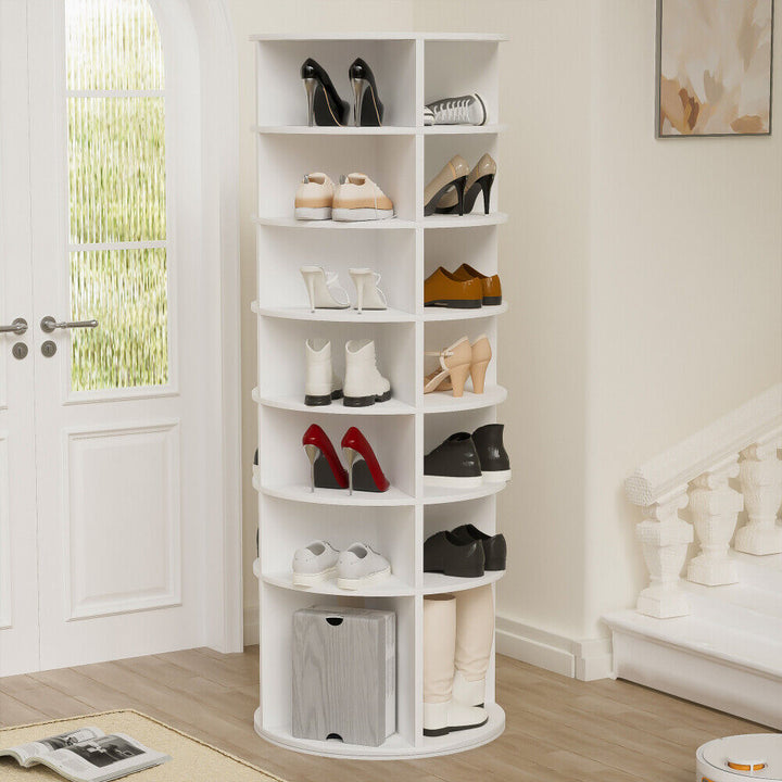 Rotating Shoe Rack Tower, 7-Tier Spinning Shoe Rack, 360 Revolve Shoe Organizer Image 1