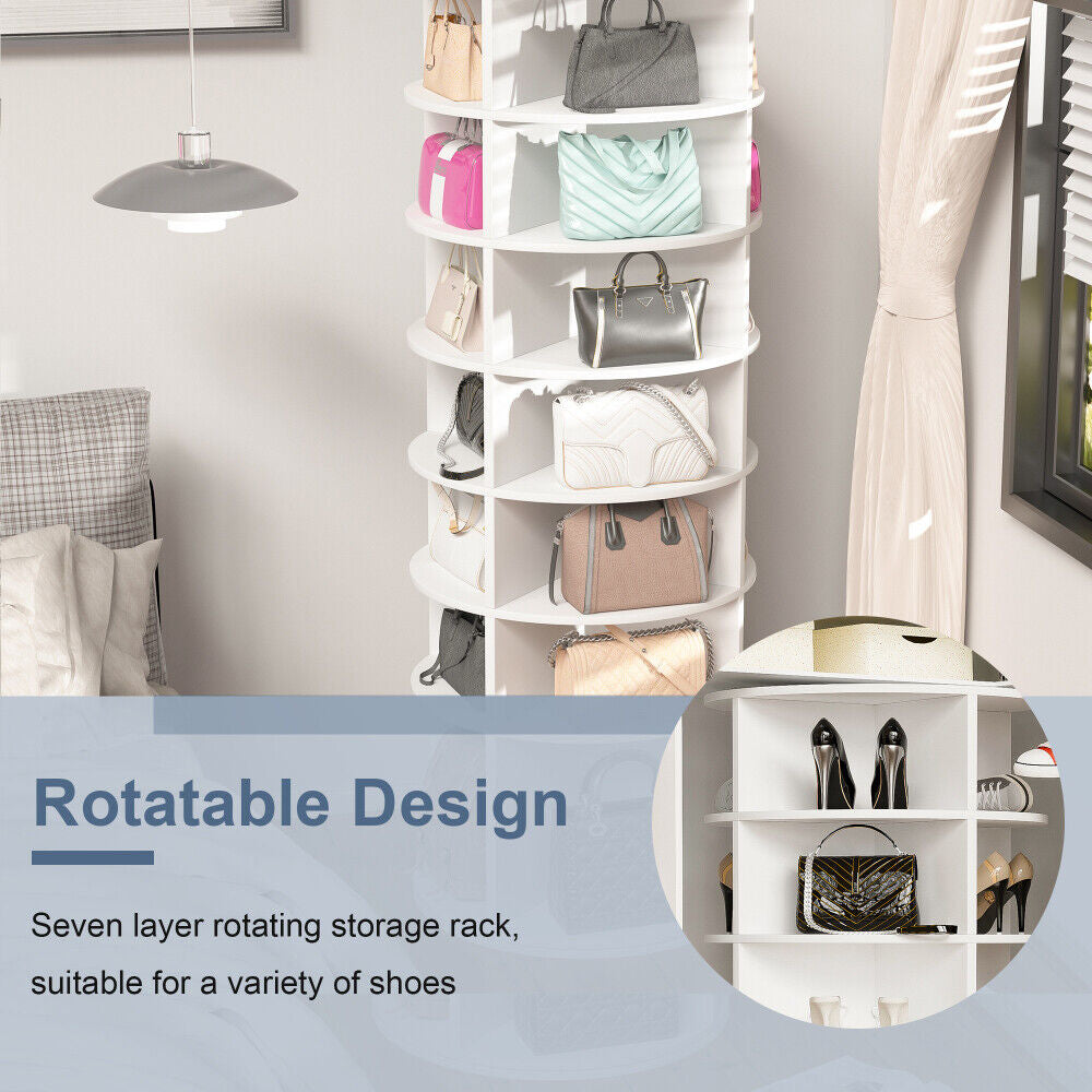 Rotating Shoe Rack Tower, 7-Tier Spinning Shoe Rack, 360 Revolve Shoe Organizer Image 4