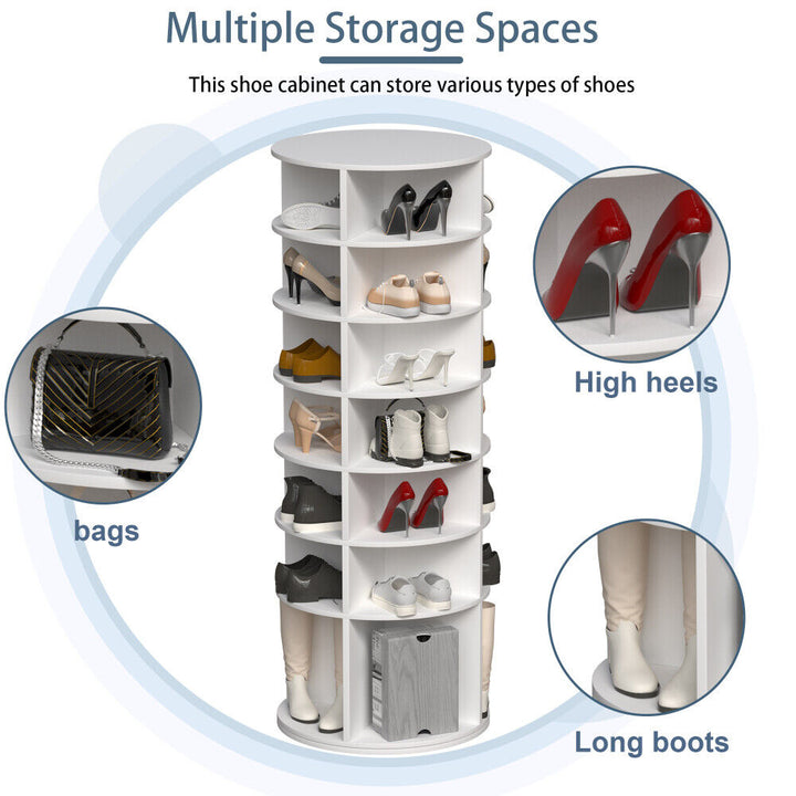 Rotating Shoe Rack Tower, 7-Tier Spinning Shoe Rack, 360 Revolve Shoe Organizer Image 7