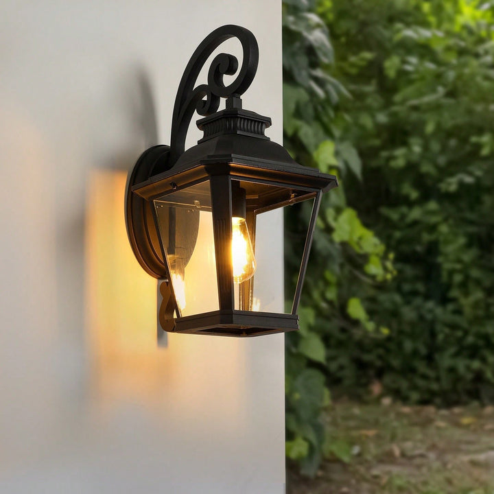 Rust-Proof Retro Outdoor Wall Sconce with Clear Glass - Weather Resistant Farmhouse Design for Patios E26 Base 100W Bulb Image 1