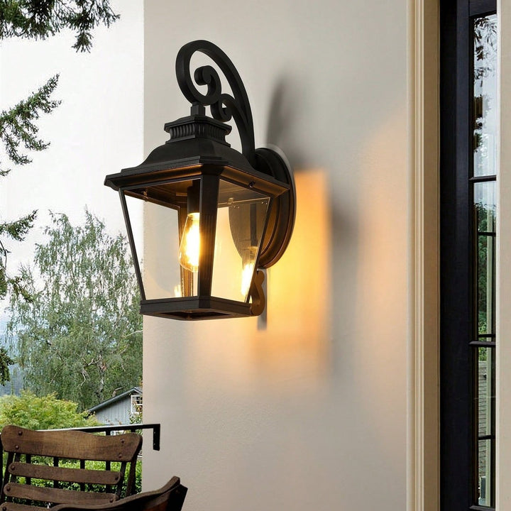 Rust-Proof Retro Outdoor Wall Sconce with Clear Glass - Weather Resistant Farmhouse Design for Patios E26 Base 100W Bulb Image 2