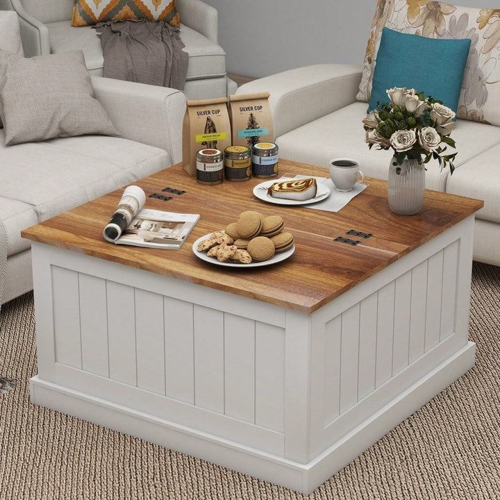 Rustic 31.5 Inch Farmhouse Coffee Table with Lift Top and Hidden Storage for Living Room Image 1