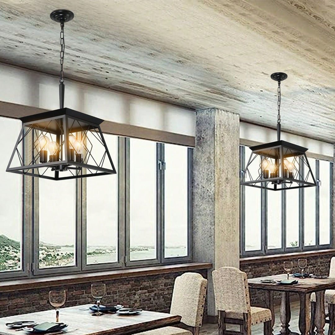 Rustic 4-Light Farmhouse Chandelier Adjustable Chain Ceiling Fixture for Dining Room Kitchen Living Room Bedroom Image 5