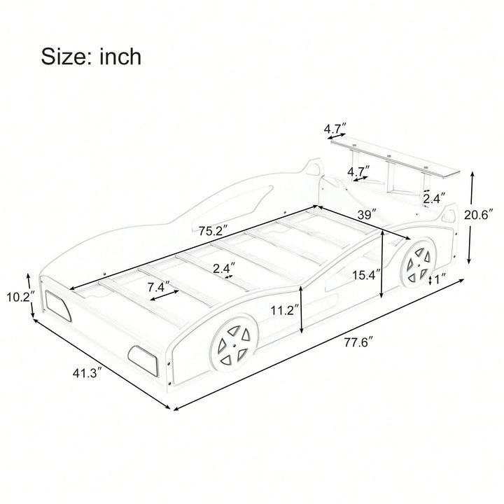 Race Car Twin Bed With Wheels For Teens In Red And Yellow Image 5