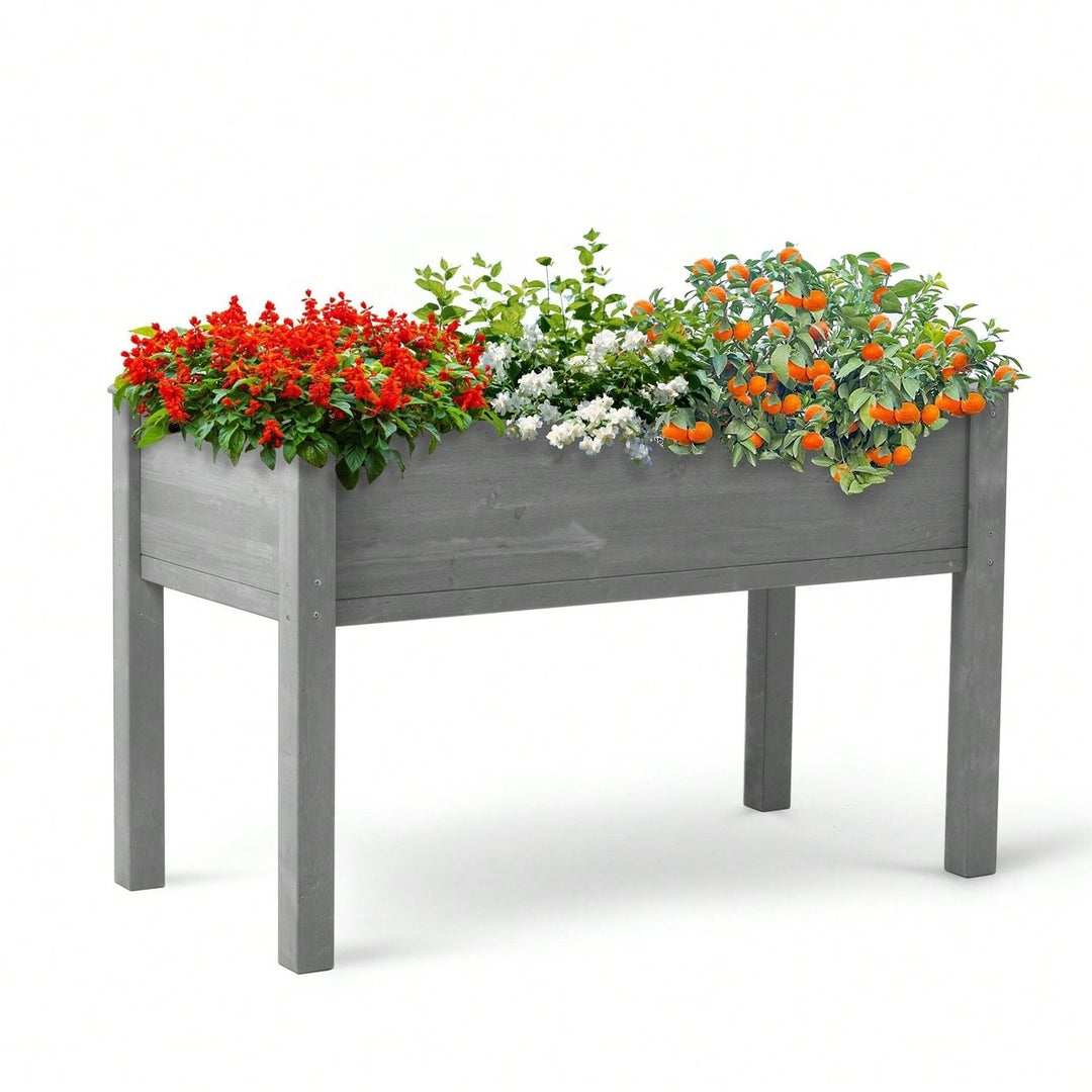 Raised Garden Bed With Legs: Elevated Wooden Planter Box For Outdoor Plants. Image 2