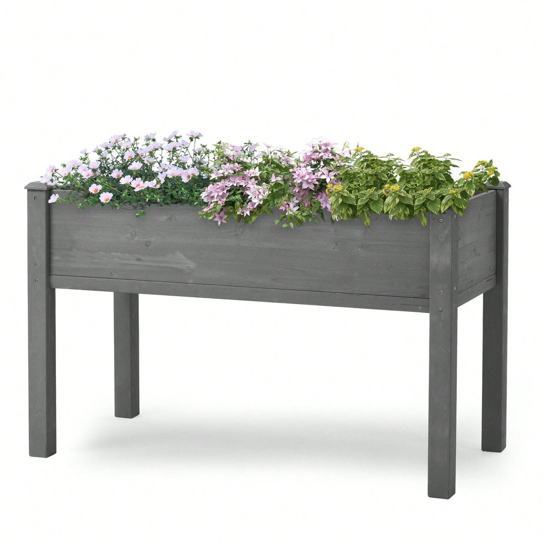 Raised Garden Bed With Legs: Elevated Wooden Planter Box For Outdoor Plants. Image 3