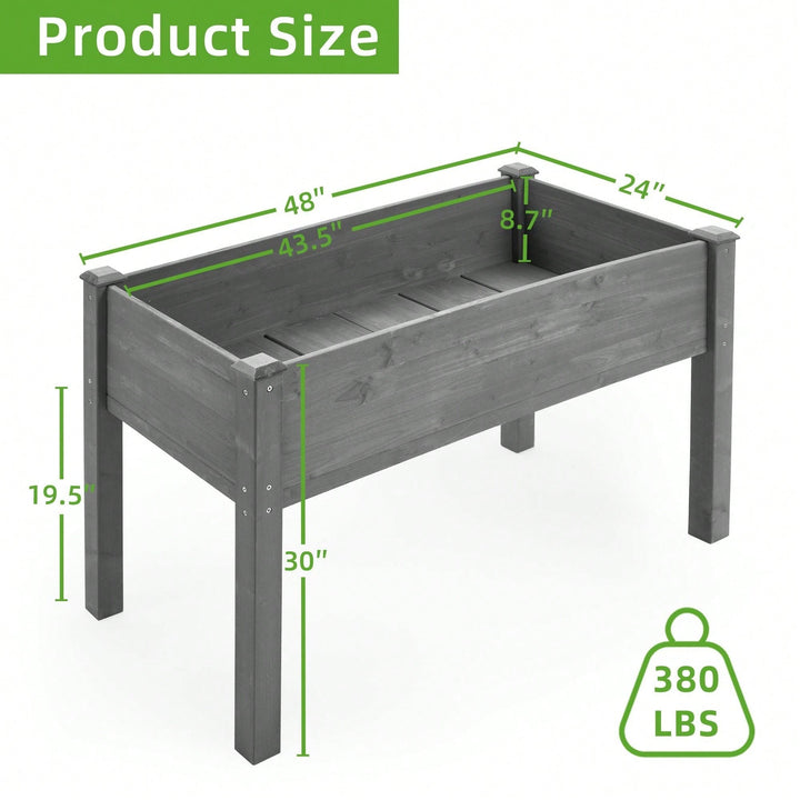 Raised Garden Bed With Legs: Elevated Wooden Planter Box For Outdoor Plants. Image 4