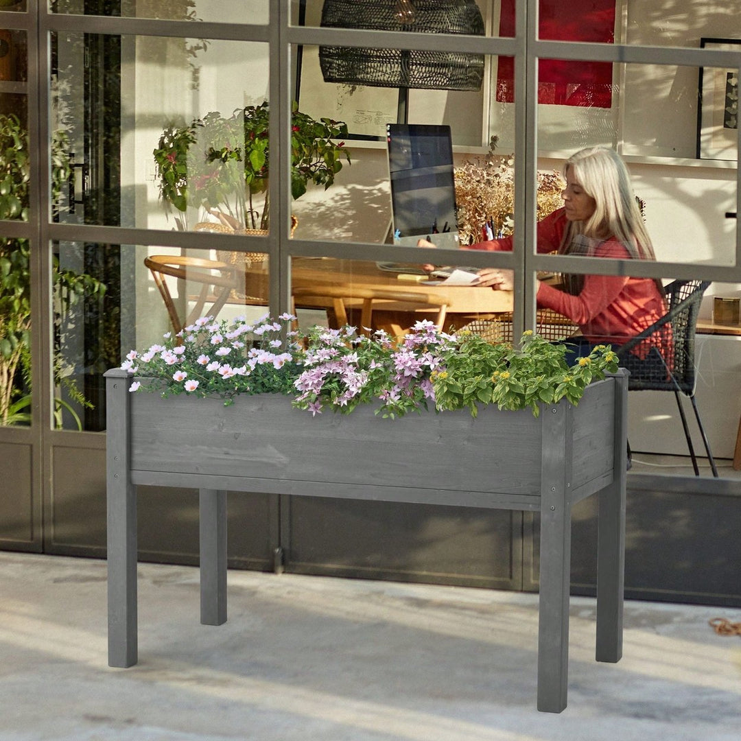 Raised Garden Bed With Legs: Elevated Wooden Planter Box For Outdoor Plants. Image 5