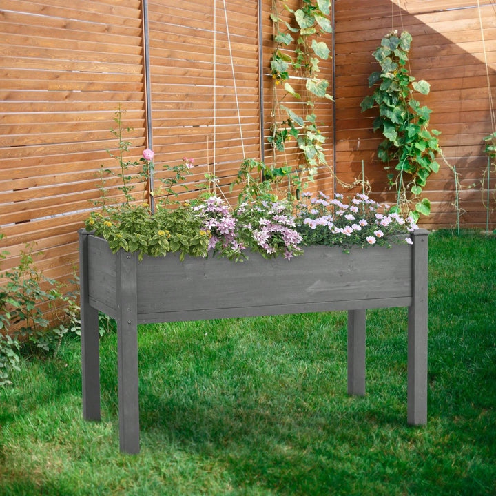 Raised Garden Bed With Legs: Elevated Wooden Planter Box For Outdoor Plants. Image 6