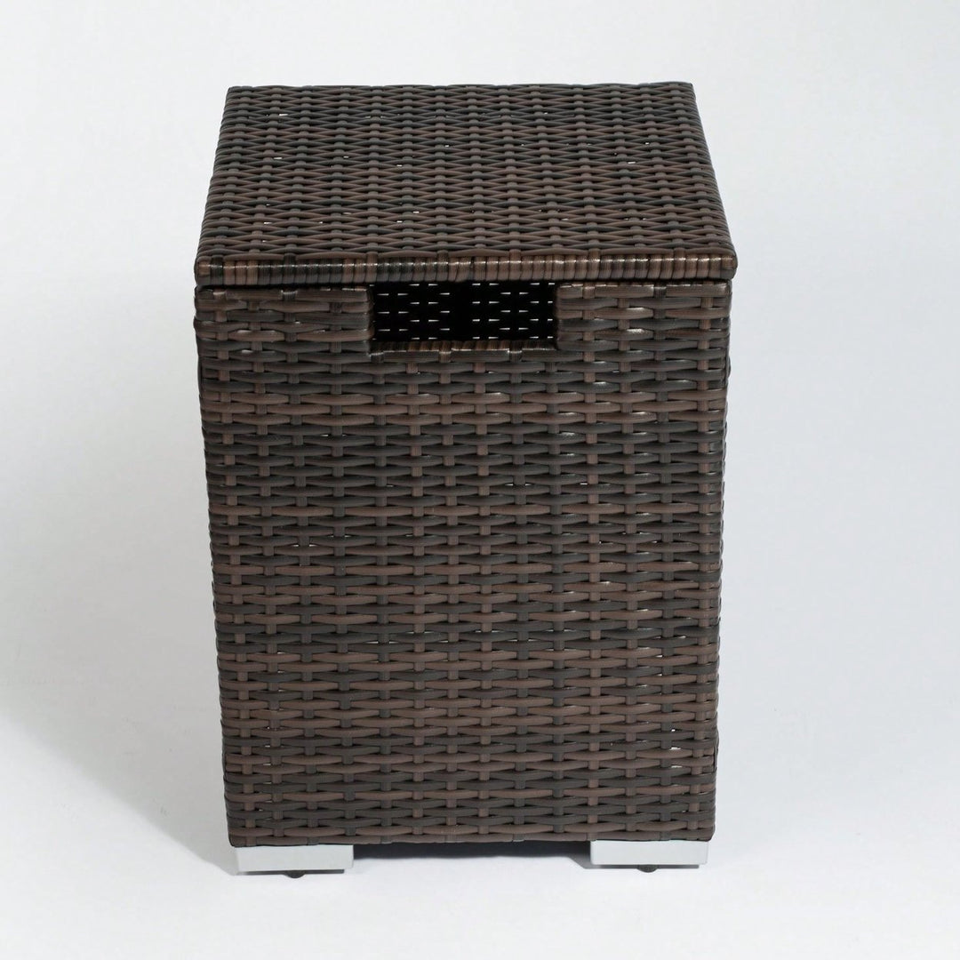 Rattan Gas Tank Cover With Storage Rack: Waterproof, Stylish, Durable - Brown Image 3