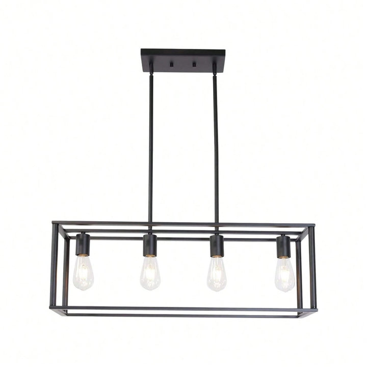 Rectangular Chandelier 4 Lights Image 1