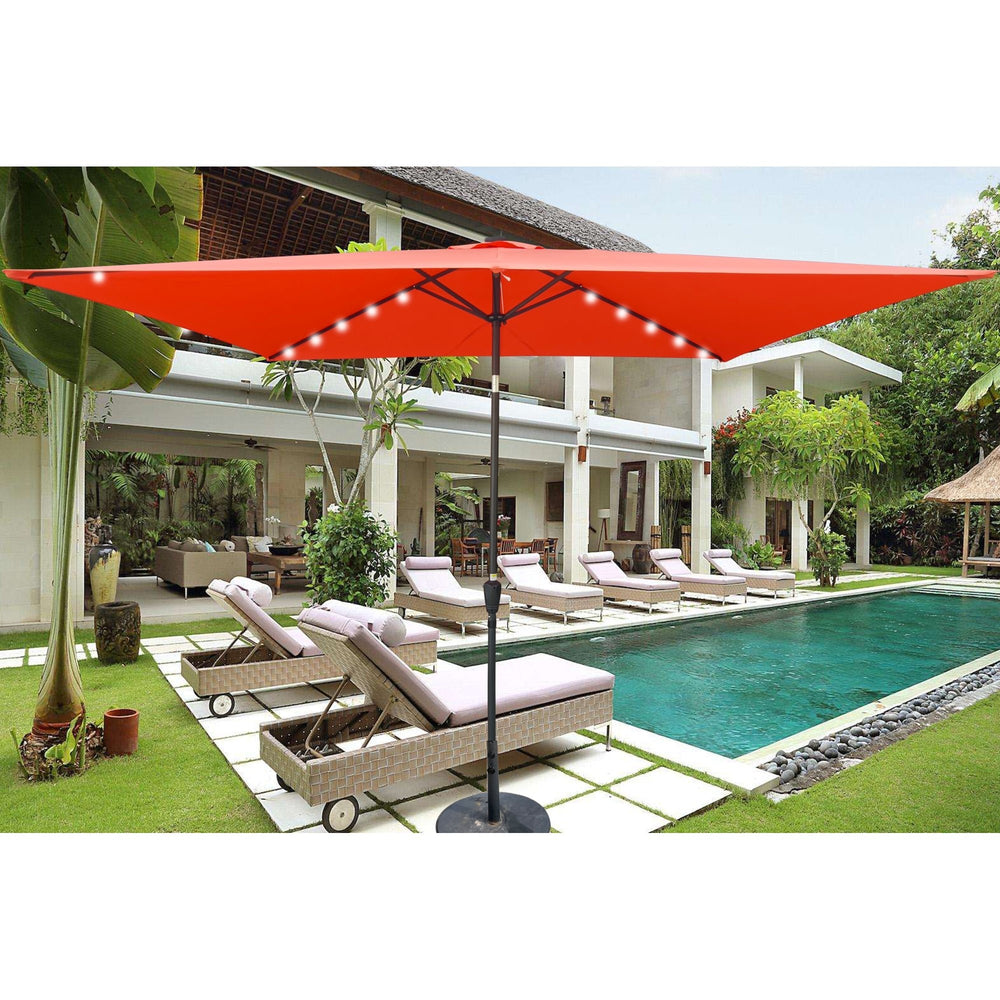 Rectangular 10x6.5ft Solar LED Patio Umbrella with Crank and Tilt for Garden, Backyard and Pool Use Image 2