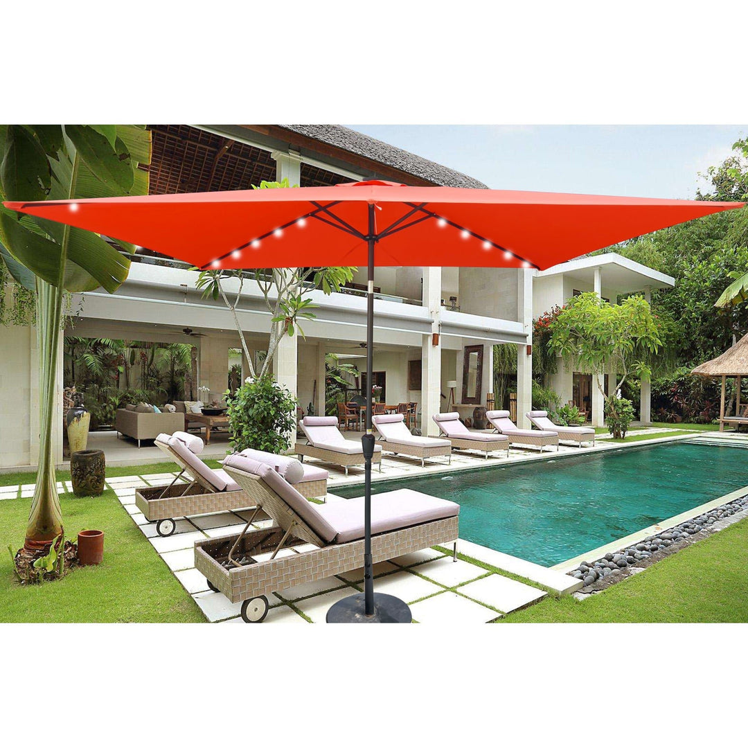 Rectangular 10x6.5ft Solar LED Patio Umbrella with Crank and Tilt for Garden, Backyard and Pool Use Image 2