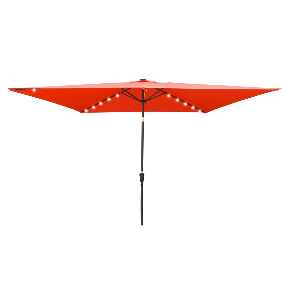 Rectangular 10x6.5ft Solar LED Patio Umbrella with Crank and Tilt for Garden, Backyard and Pool Use Image 5