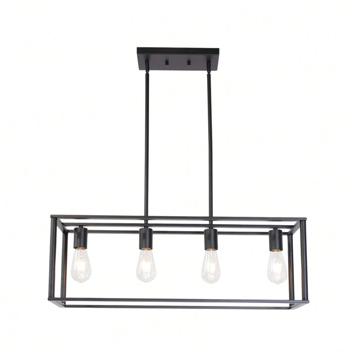 Rectangular Chandelier 4 Lights Image 8