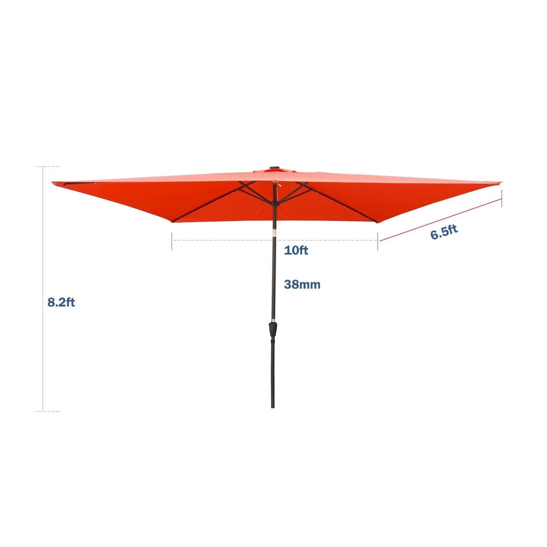 Rectangular 10x6.5ft Solar LED Patio Umbrella with Crank and Tilt for Garden, Backyard and Pool Use Image 9