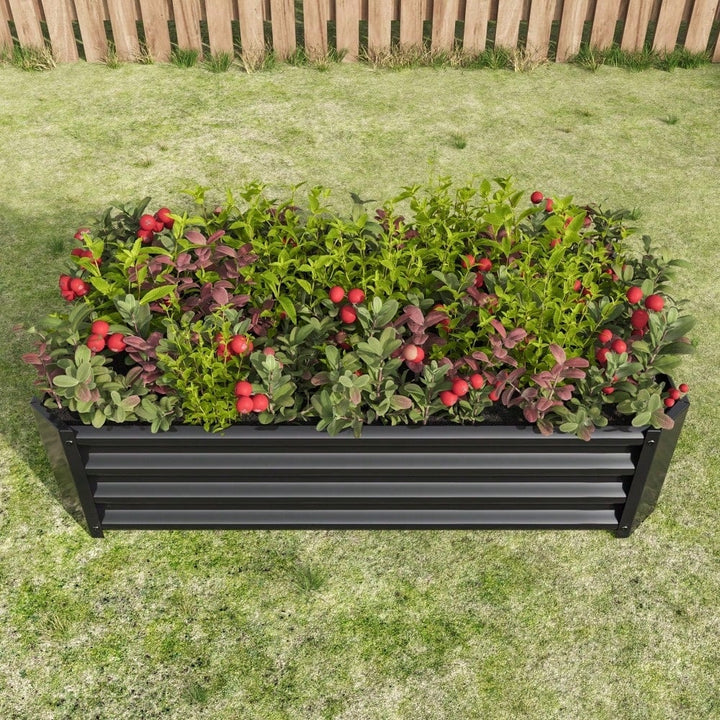 Rectangular Metal Raised Garden Bed For Flowers, Vegetables, And Herbs - 4ft X 2ft X 1ft - Durable Black Planter Image 6