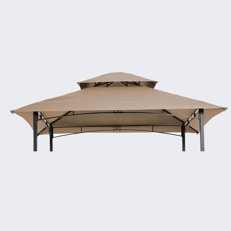 Replacement Canopy for 8x5 Ft Grill Gazebo, Double Tiered BBQ Tent Roof Cover, Beige Outdoor Shelter Image 1