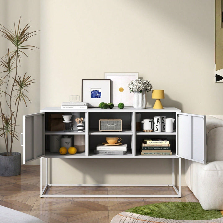 Sleek Modern Sideboard Buffet Cabinet with Ample Storage Anti-Tilt Design Elegant Handles Silent Magnetic Closure Image 3