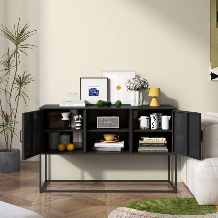 Sleek Modern Sideboard Buffet Cabinet with Ample Storage Anti-Tilt Design Elegant Handles Silent Magnetic Closure Image 9