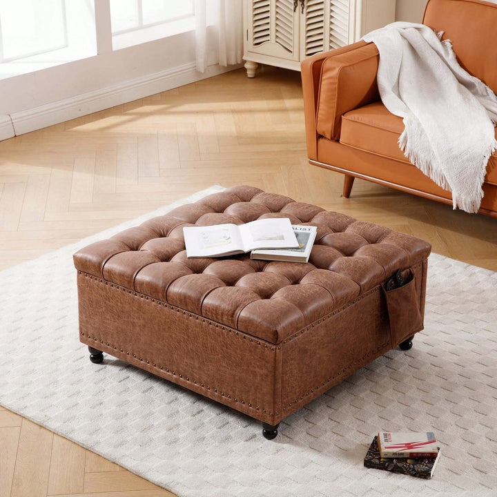 Storage Ottoman Bench With Large Capacity For Toys And Blankets, Multifunctional Coffee Table And Footrest, Elegant Image 1