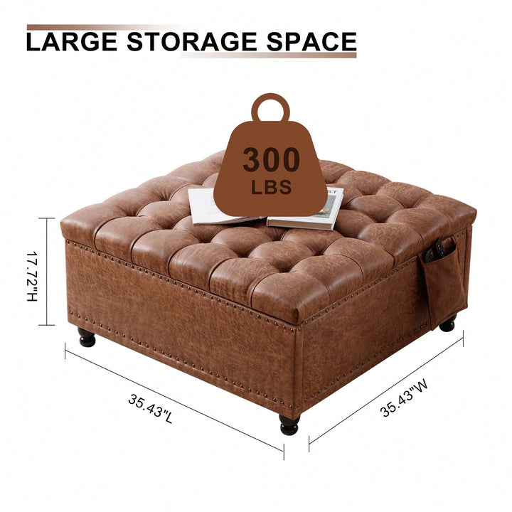 Storage Ottoman Bench With Large Capacity For Toys And Blankets, Multifunctional Coffee Table And Footrest, Elegant Image 5