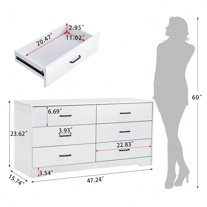 Sturdy 6-Drawer Dresser for Nursery or Bedroom Easy-Clean Finish Spacious Storage for Clothing and Linens Image 11