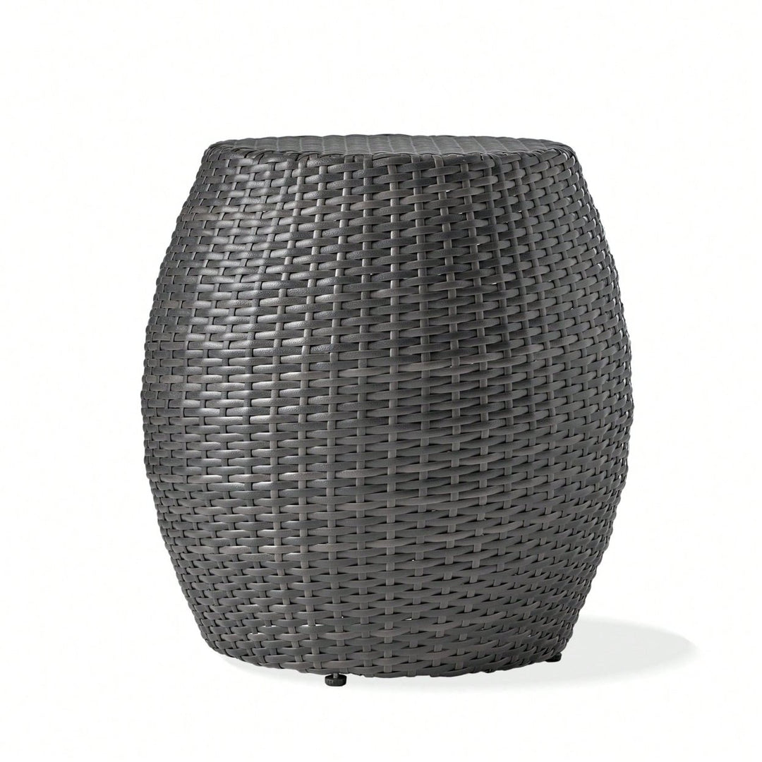 Stylish 14-Inch Outdoor Wicker Patio Side Table - Perfect For Any Garden Or Balcony Decor Image 1