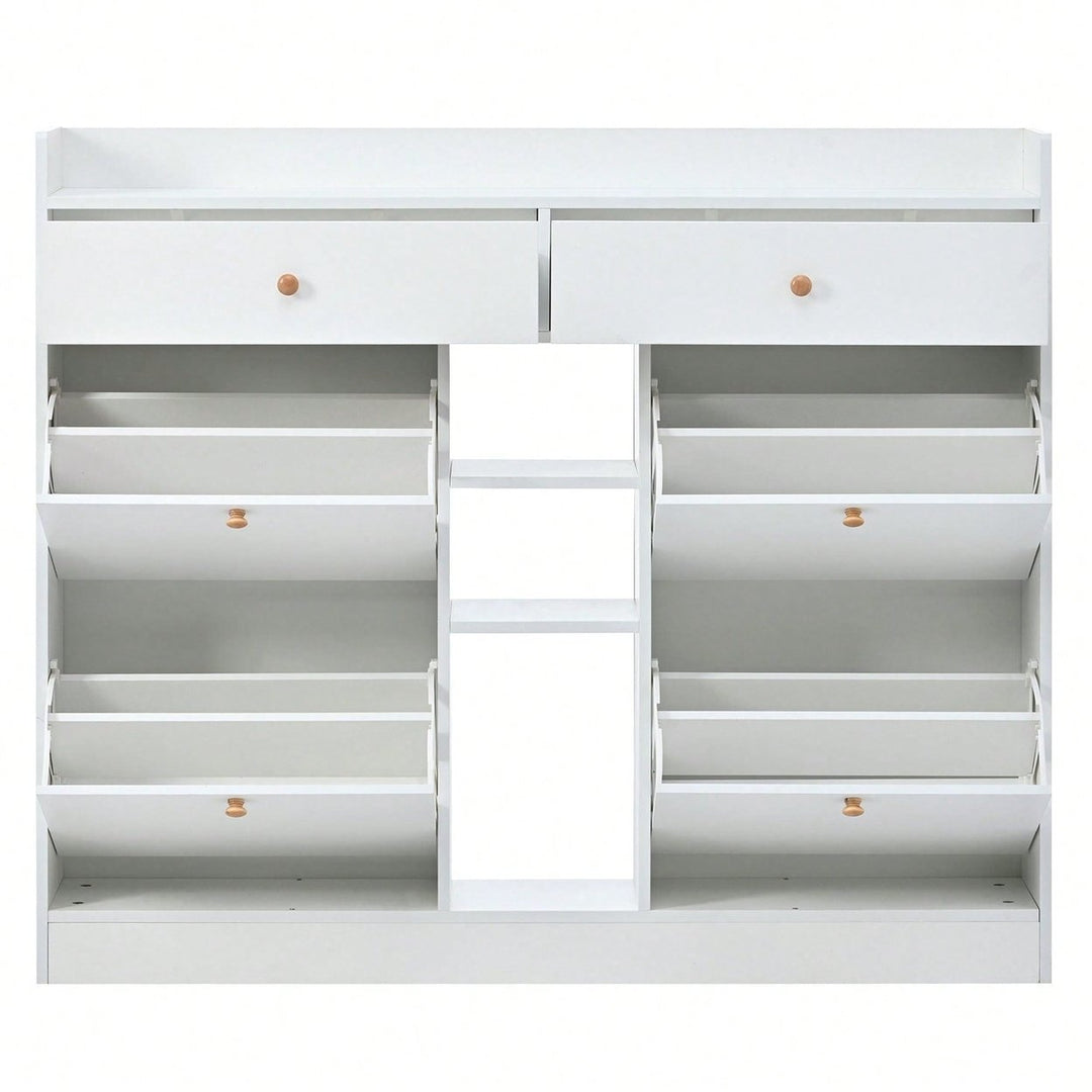 Stylish 4-Drawer Shoe Cabinet Multifunctional 2-Tier Organizer Free Standing for Entryway Storage Image 4