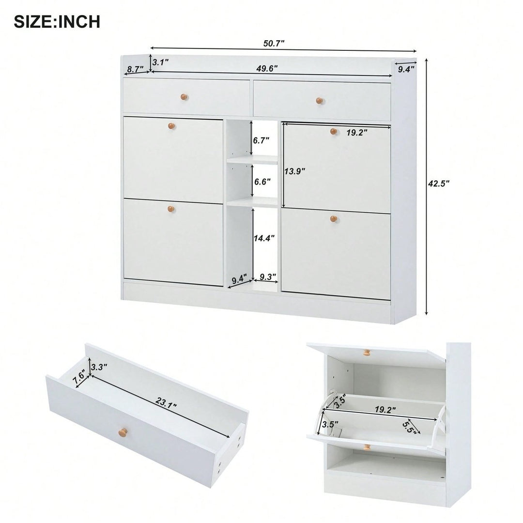 Stylish 4-Drawer Shoe Cabinet Multifunctional 2-Tier Organizer Free Standing for Entryway Storage Image 6