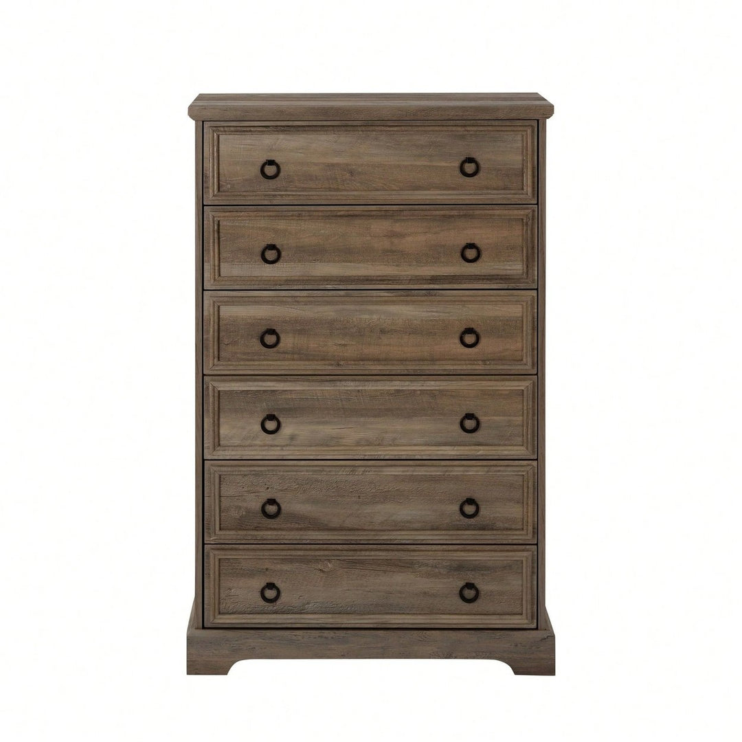 Stylish 6 Drawer Tall Dresser for Bedroom Storage and Closet Organization with Easy Pull Handles Image 1