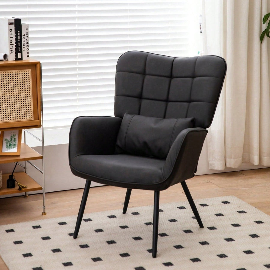 Stylish Accent Armchair with Metal Legs Soft Padded High Back Deep Seat Comfortable Chair for Living Room Office Bedroom Image 1