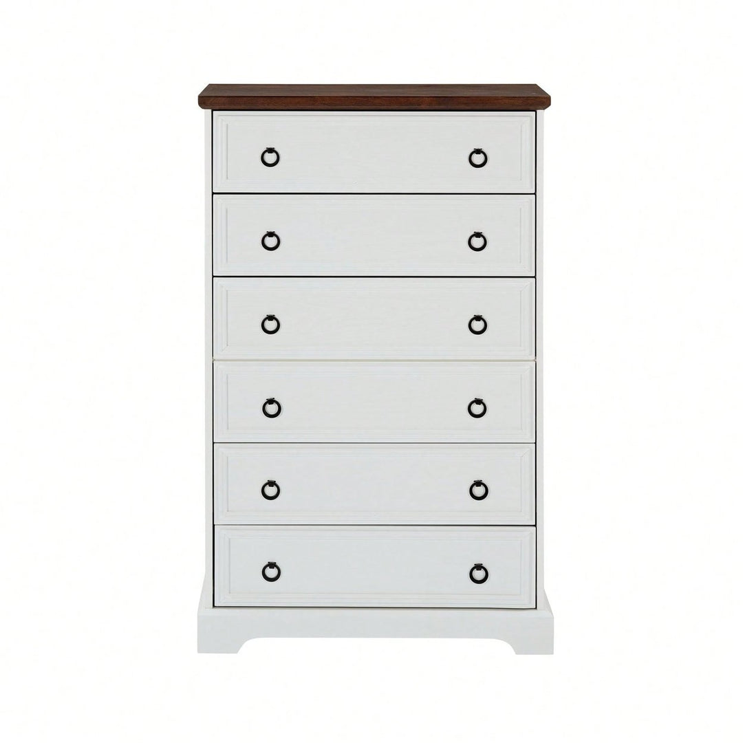 Stylish 6 Drawer Tall Dresser for Bedroom Storage and Closet Organization with Easy Pull Handles Image 2