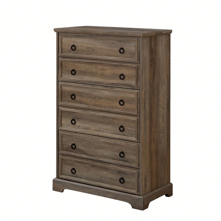 Stylish 6 Drawer Tall Dresser for Bedroom Storage and Closet Organization with Easy Pull Handles Image 3