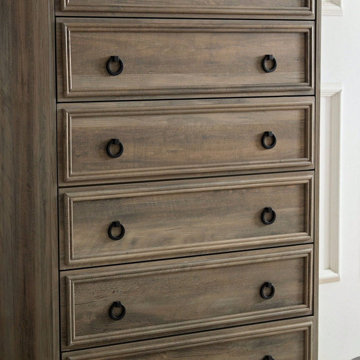 Stylish 6 Drawer Tall Dresser for Bedroom Storage and Closet Organization with Easy Pull Handles Image 4