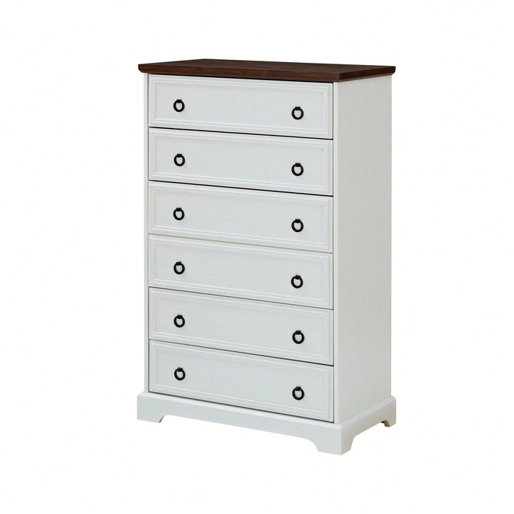 Stylish 6 Drawer Tall Dresser for Bedroom Storage and Closet Organization with Easy Pull Handles Image 10