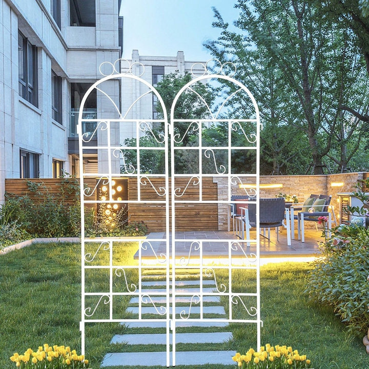 Set Of 2, Metal Garden Trellis For Climbing Plants Outdoor Rustproof Plant Support Image 2