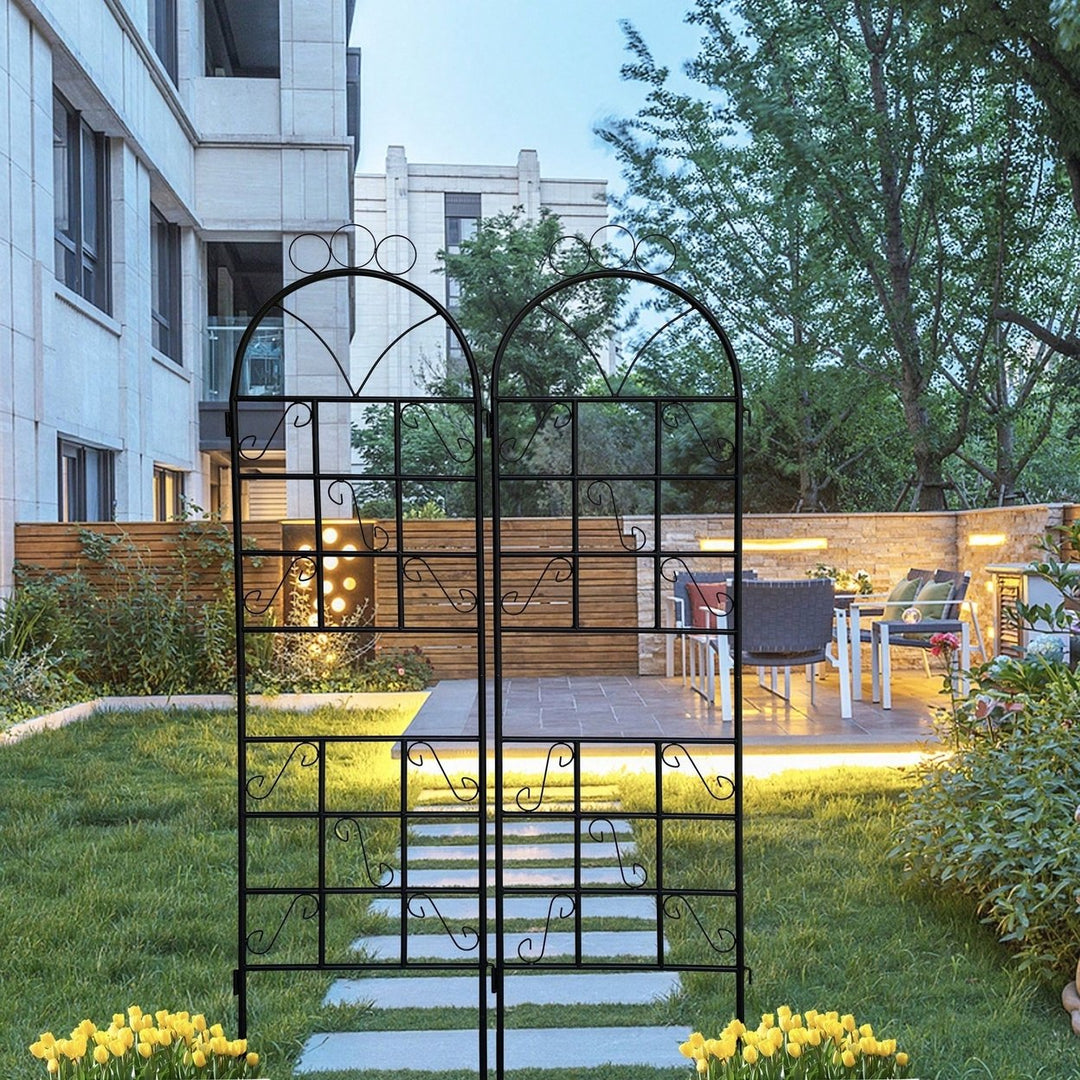 Set Of 2, Metal Garden Trellis For Climbing Plants Outdoor Rustproof Plant Support Image 3