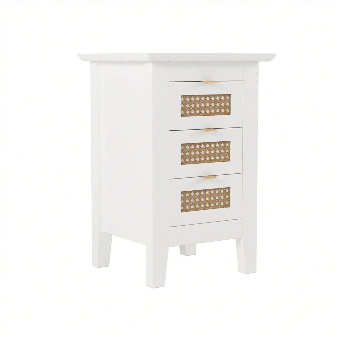 Set Of 2, Rattan-Woven Nightstand With Three Drawers, Exquisite Elegance For Bedroom Image 8