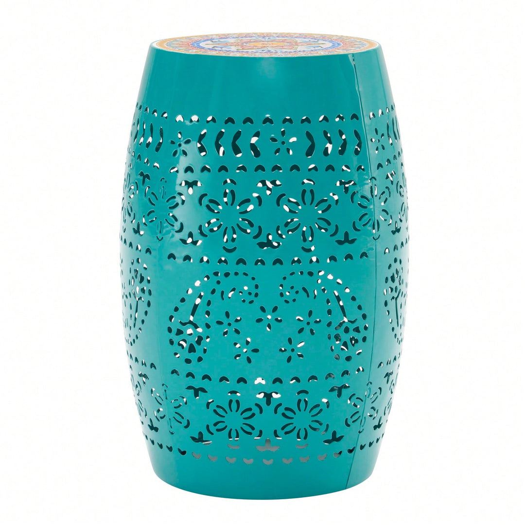 Teal 12-Inch Decorative Side Table - Stylish Accent Furniture For Any Room Image 3