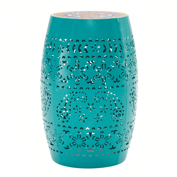 Teal 12-Inch Decorative Side Table - Stylish Accent Furniture For Any Room Image 1