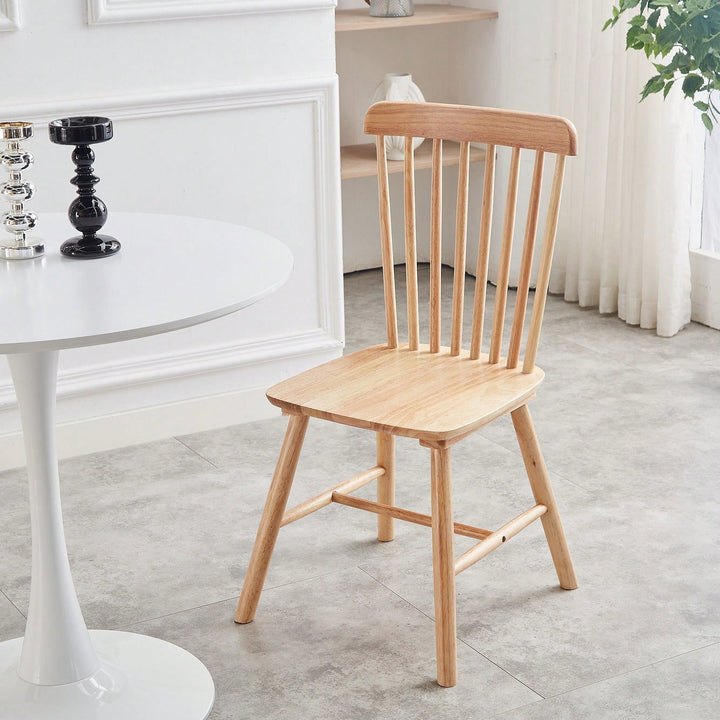 Set Of 4 White Solid Wood Dining Chairs - Simple Natural Design For Dining Room And Living Space Image 6