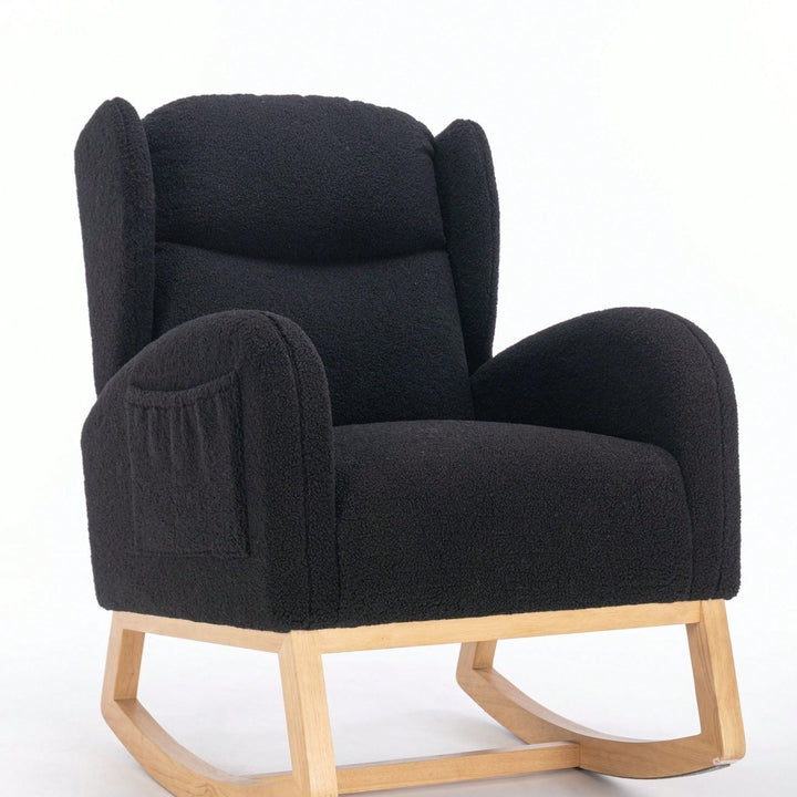 Teddy Fabric Rocking Chair With Packet Wood Legs Image 3