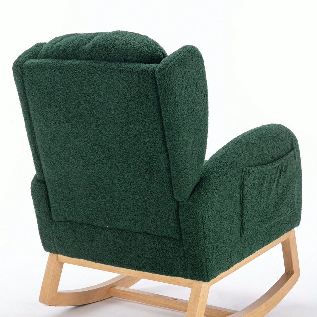 Teddy Fabric Rocking Chair With Packet Wood Legs Image 7