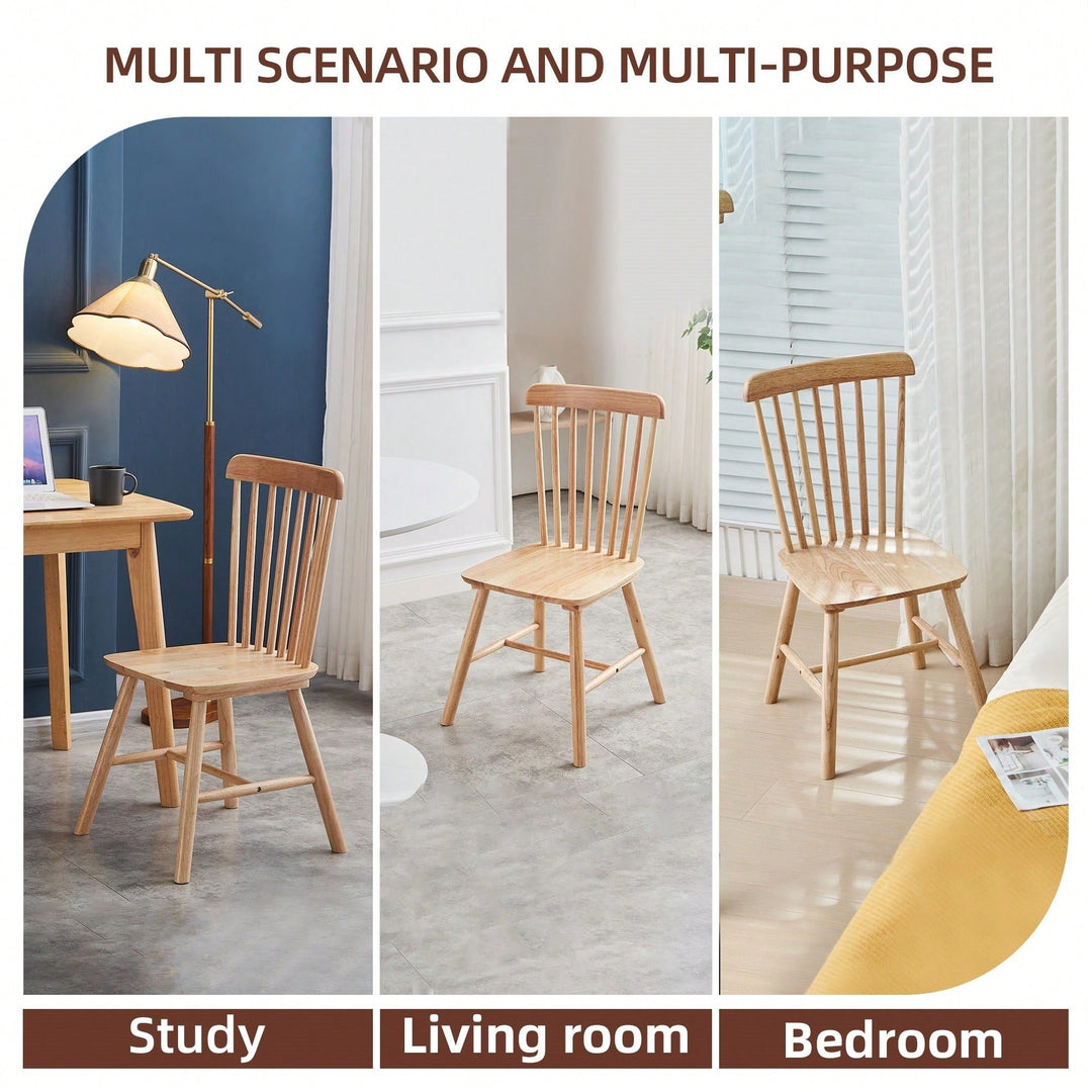 Set Of 4 White Solid Wood Dining Chairs - Simple Natural Design For Dining Room And Living Space Image 10