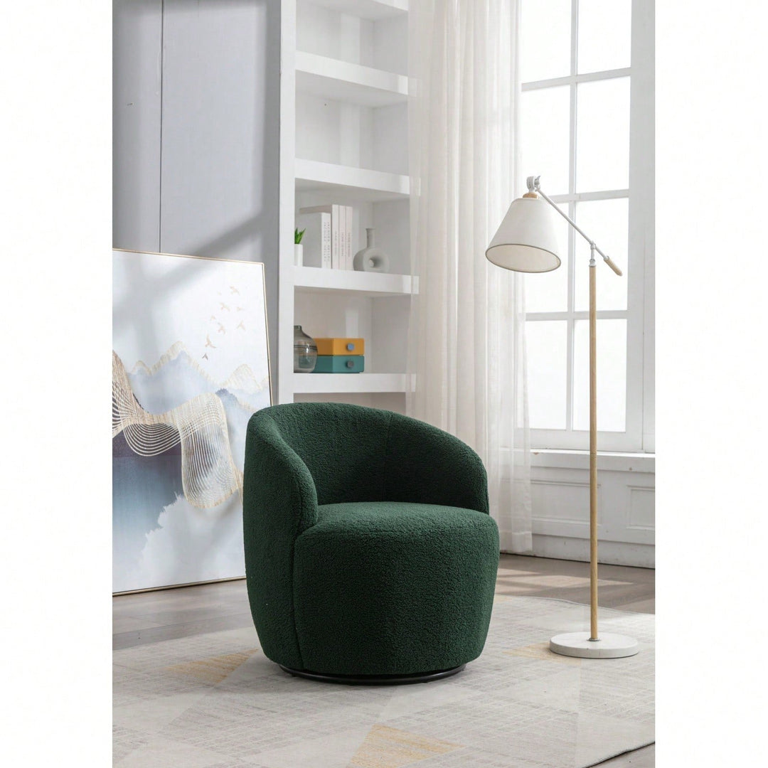 Teddy Fabric Swivel Accent Armchair Barrel Chair With Black Powder Coating Metal Ring Image 3