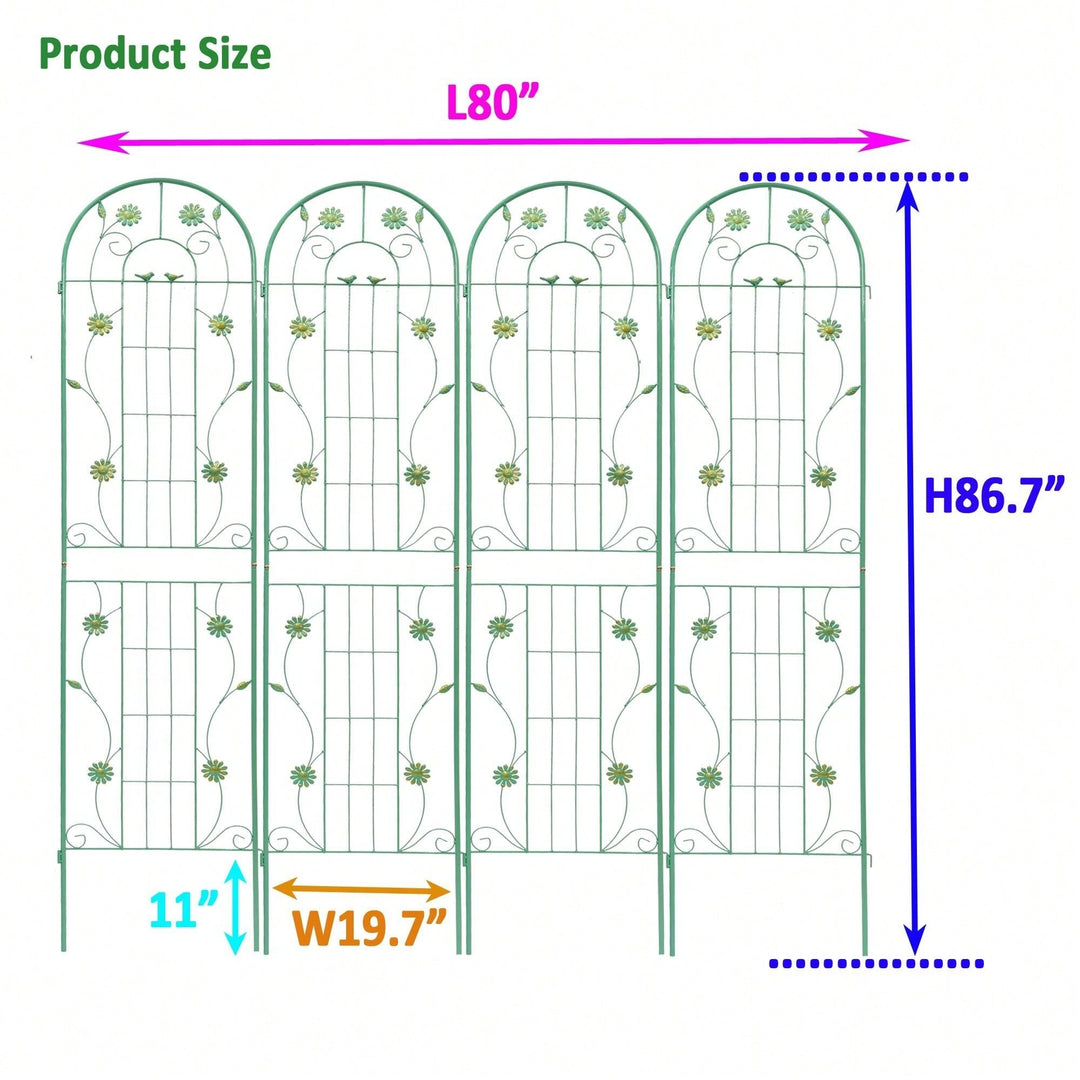 Set Of 4, Metal Garden Trellis, 86.7" X 19.7", Rustproof Trellis For Climbing Plants Outdoor Flower Support Image 6